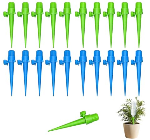 Riego Automatico Macetas 20 Piezas Riego Por Goteo Ajustable | 20 goteros para riego por goteo, material resistente, 10 x 3 cm, caudal 360 grados, interior, terraza y jardín