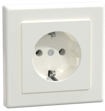 Schneider Electric Merten M-Smart-Schuko-Steckdose mit voller Abdeckplatte, 1-fach, Steckklemmen, polarweiss glänzend, Artikelnummer MEG2301-1419