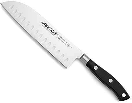 Arcos 233500 Serie Riviera - Santoku Messer MesserAsiatischerArt-KlingeausNitrumgeschmiedetemEdelstahl180mm-HandGriffPolyoxymethylen(POM) FarbeSchwarz, Schwarz