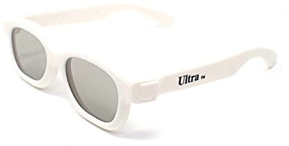 Ultra 1 x White Childrens Passive 3D Glasses Kids for Use with all Passive TVs Cinema Projectors and RealD Films Movies Circular Polarised 3D Glasses Passive Kids Movies Cinema 3D Glasses