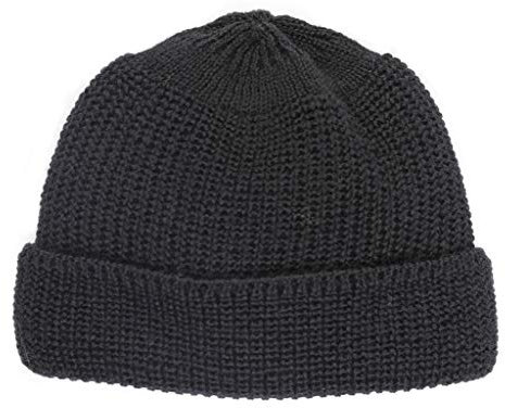 Leuchtfeuer Strickwaren Mütze WALFÄNGER 323 Beanie Grobstrick Made in Germany (Schwarz)