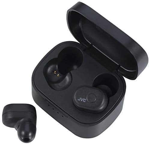 JVC HA-A10T-BU Truly Wireless In-Ear Bluetooth Headphones with Memory Foam Earpieces, Charcoal-Black (Waterproof IPX5, 4 + 10 Hours Battery Life)