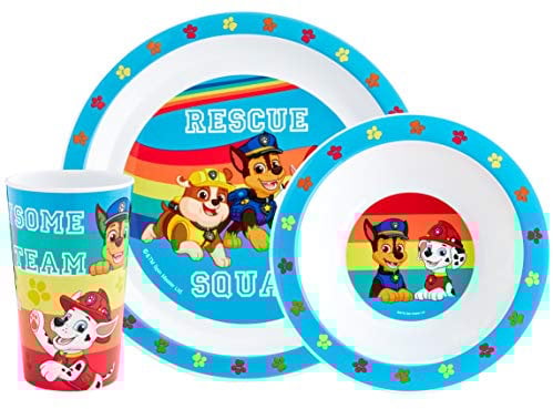 Paw Patrol 3 Piece PP Tableware Set Vajillas Infantiles, Polipropileno, Multicolor