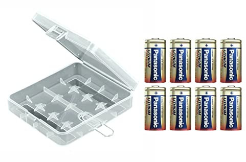 CR123A Panasonic - Confezione da 8 batterie al litio da 3 V, in scatola protettiva in plastica trasparente