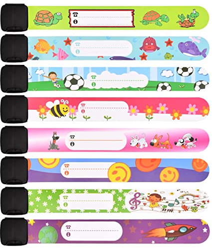 8 Stück Notfall-Armband für Kinder Sicherheitsarmband ID Armband SOS Armband Kinder Notfall Wasserdichtes Wiederverwendbar Notfallarmband Anti Verlorene für Jungen Mädchen Kleinkind Baby