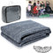 NAIZY Alfombra de toldo 400x500cm con 19 Clavos y 18 Agujeros Alfombra de Camping HDPE Carpa Base Alfombra de Camping Que Incluye Bolsa de Transporte colchoneta de Camping Accesorios (Gris-Azul)