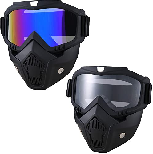 2 gafas de motocicleta desmontables, máscara de paintball, antivaho, cuatrimoto, motocross, paintball, antiarañazos, UV400, para hombres y mujeres
