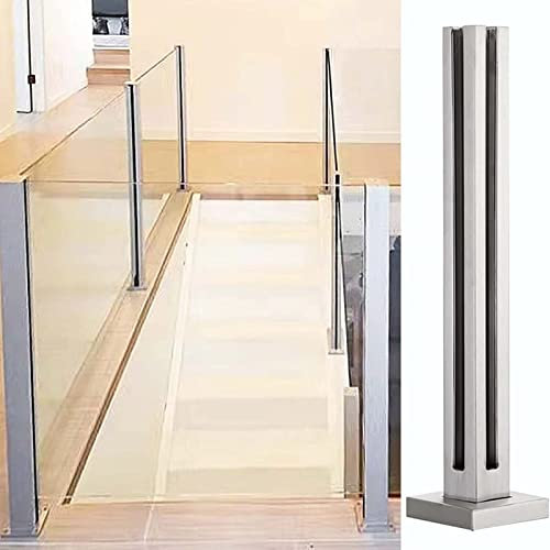 Gruytoie Parapetto per ringhiera in Vetro per Piattaforma Interna per balaustra, Asta di Supporto per corrimano per gradini/Scale, Montante per balaustra in Vetro (Corner Post 55cm/21.6in)
