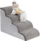 Uross Dog Stairs for Small Dogs- Dog Steps Stairs Ramps for High Bed Couch, High Density Foam Pet Steps Stairs for Dogs to Get on Bed, 4 Tiers Cat Doggy Steps Ramps for Joint Pain Dog(Gray)