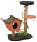 Fudajo Kratzbaum mit Pflanzendeko 114 cm, Katzenkratzbaum mit Teddyfell und Birnbaumholz, Katzenhaus mit Spielbällen, Katzenmöbel mit Plattformen