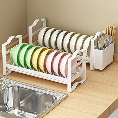 CNBYDK 2 Supports d'assiettes, Organisateur d'égouttoir à Vaisselle en métal antidérapant pour Cuisine, comptoir, Placard, tiroir, égouttoir à Vaisselle, ég