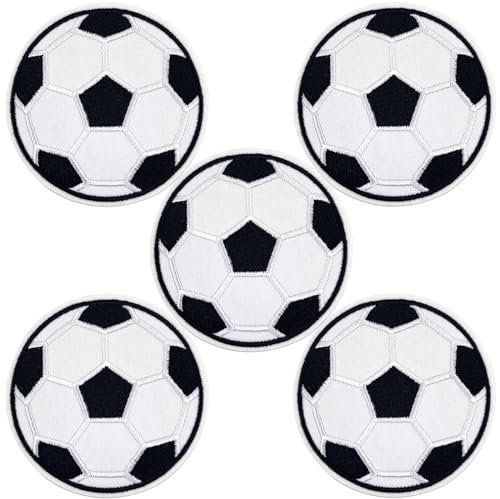 makstore 5 Stück Fußball Patch Kit - 7.5cm Fußball Aufbügler Football Patches für Kleidung Taschen Jacken T-Shirt Jeans