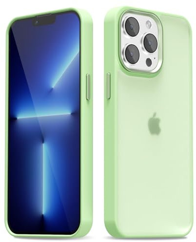 oakxco for iPhone 13 Pro Max Case Clear Hard Shell, Slim Thin Matte Transparent Plastic Cover & Protective Soft Silicone Rubber TPU Bumper, Girly Cute Phone Case for Women Girls, Light Green