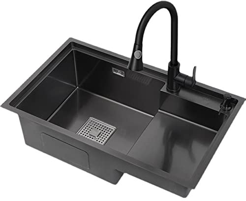 Éviers de cuisine en acier inoxydable, cuvette avec égouttoir à bouchon, camping-car et plaque de cuisson en acier inoxydable, kit de déchets pour évier double, évier de cuisine rond sous plan (H) (n