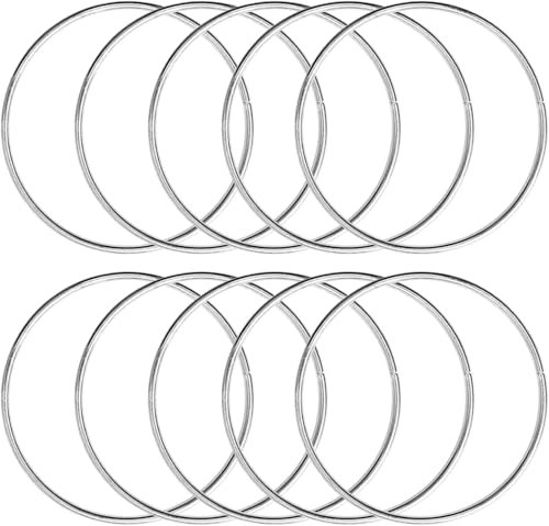 LINYIJOY 10 Stück Metallringe zum Basteln, 15cm Silber Metallring Dekoringe zum Hängen, Drahtringe zum Basteln Deko Ringe zum Aufhängen Metallring für DIY Hochzeit Floristik(Silber)