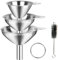 Imbuti in Acciaio Inox,3 pezzi Imbuto in Acciaio Inox da Cucina con Spazzole per la Pulizia con Manico Acciaio Inox Mini Imbuto da Cucina Filtro Riutilizzabile in Acciaio Inossidabile