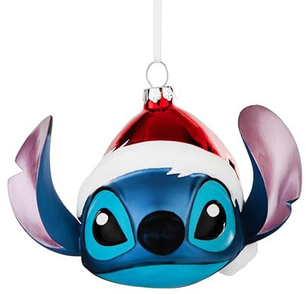 Hallmark Décoration Festive en Verre soufflé Stitch Lilo et Stitch - Décoration d'arbre Disney à Suspendre - Cadeau de Noël