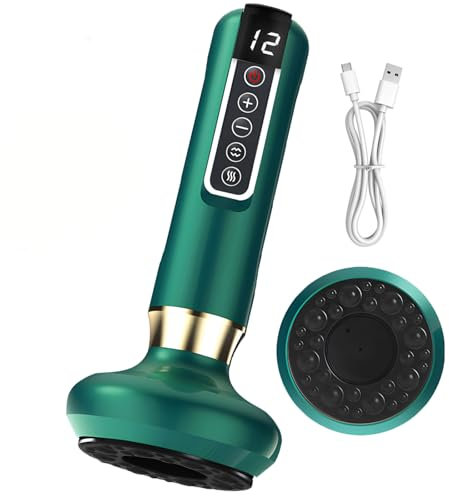 Aischens Dispositivo De Ventosa EléCtrica,Masajeador AnticelulíTico Para Piernas/Abdomen/Brazos,Dispositivo AnticelulíTico,Equipo De Drenaje LinfáTico Con 12 Programas & 4 Modos (Verde)