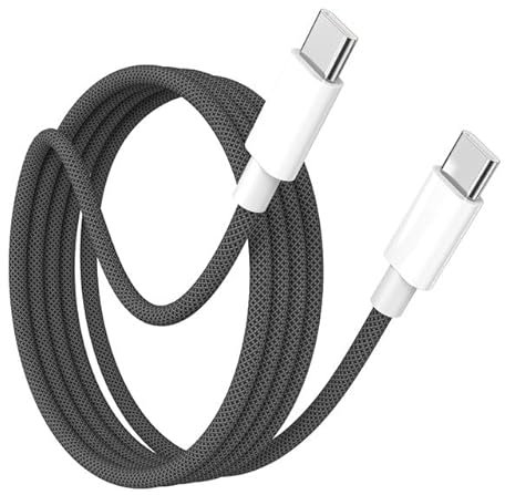 iCatchy For Motorola Moto G05 / Moto G15 / Moto E15 Nylon Braided USB Type C Cable, Male to Micro USB Cord, 5A Supercharge, Fast Charging Cable Lead Data Transfer Charger Power Cord Lead (Black)