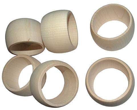 Ronds de Serviette en Bois EFO Magnifiques Porte Serviettes Rustiques pour Décoration de Table à Manger Ronds de Serviette Ronds pour Décoration de Fête — Lot de 6 Ronds de Serviette Artisanaux