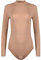 Evoni Damen Body langarm I blickdichter Bodysuit mit Halbkragen für Frauen I Langarmbody aus Baumwolle I Women Body Shaper I Jumpsuit S Hellbraun