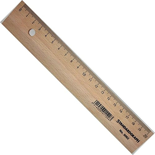 CEDRO Naturholz-Lineal Vintage 20 cm mit Innenprofil aus Stahl 7117