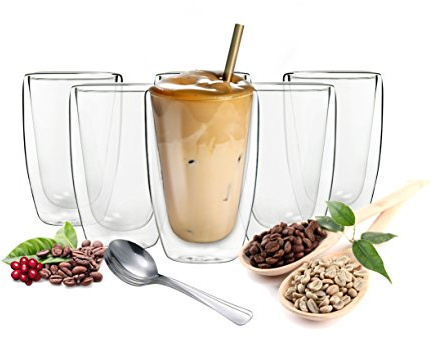 Sendez 6 doppelwandige Cappuccino Gläser 200ml Kaffeegläser Teegläser Gläser Set Thermoglas