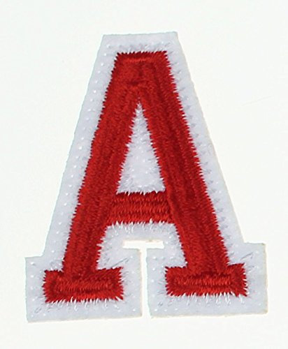 RECHERE Letter Alphabet Uppercase Embroidered Iron On Patch Applique Red (A)
