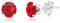 DTPsilver - Boucles d'oreilles/Clous en Argent Fin 925 et Cristaux de Swarovski® Elements Ronds - Diamètre: 6 mm - Couleur: Rouge Siam