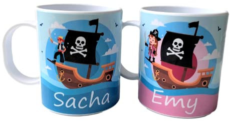Tasse enfant plastique incassable ou céramique personnaliséePirates - Cadeaux enfant original