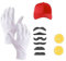 TK Gruppe Timo Klingler 2 in 1 - Set Mario Kostüm mit Handschuhen, Schnurrbart, Mütze, Knöpfen als Kostüm für Fasching & Karneval