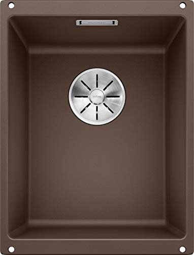 BLANCO SUBLINE 320-U | Granitspüle aus SILGRANIT cafe | Einbauart: Unterbau | für 40 cm breite Unterschränke | Beckenform 2 in 1: zwei Becken, ein Ausschnitt und nur einmal montiert