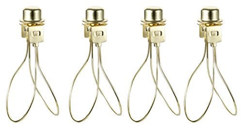Sourcingmap 4 Pcs Lamp Shade Light Bulb Clip Adapter with Shade Attaching Finial Top Brass for Table Lamp Floor Light Fitting