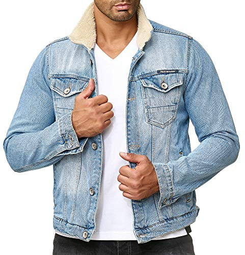 Red Bridge Herren Jeansjacke Trucker Sherpa Jacke Übergangsjacke Denim Blau Blau M