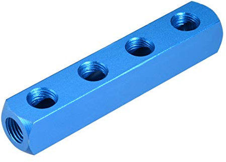 sourcing map G1/4 Thread 7 Ports 4 Way Manifold Block Splitter,Quick Connect Air Hose Inline Splitter Coupler,Air Compressor Splitter