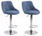 CLP 2er Set Barhocker Lazio Mit Stoffbezug I Höhenverstellbarer Und Drehbarer Hocker Mit Fußstütze In Chrom-Optik, Farbe:blau