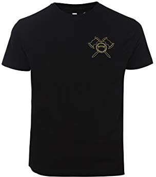 barTbaren Herren T-Shirt Rundhalsausschnitt Brust Design Golden Square Axt Logo in Größe M - 3XL (XXXL)
