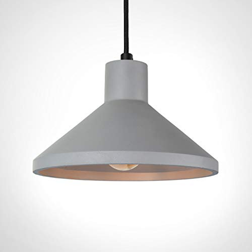 Paco Home Luminaria Suspendida, E27, Lámpara Para Salón, Comedor Y Cocina De Altura Ajustable, Color: Gris de hormigón, Bombilla: Sin bombillas