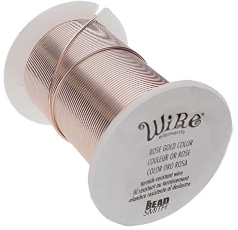 The Beadsmith Wire Elements 20-Gauge Lacquered Tarnish-Resistant Copper Wire for Jewelry Making, 15 Yard, 13.72 Meter Spool (Rose Gold Color)