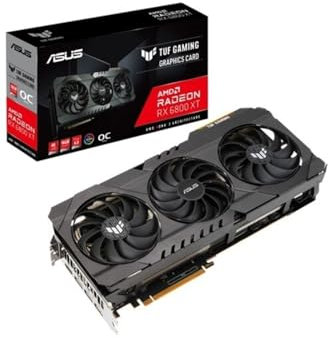 ASUS TUF Gaming AMD Radeon RX 6800 XT OC Edition - Trama grafica (PCIe 4.0, 16 GB GDDR6, HDMI 2.1, DisplayPort 1.4a, cuscinetti a sfere doppi, copertura in alluminio, GPU Tweak II