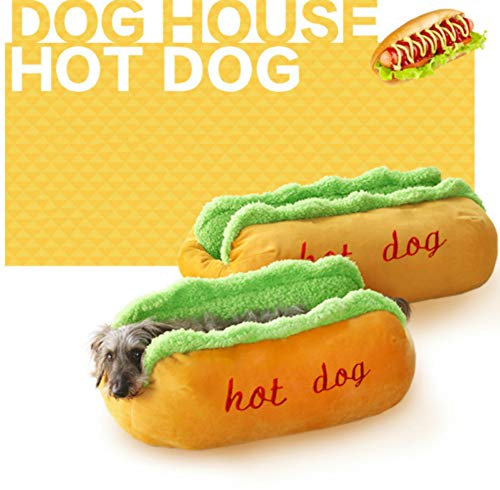 TOSSPER Hot Dog Form Haustier Sofa Weiche Nette Hundebetten Cozy Welpen-Katze Schlafkissen Kitten Warm Mat 60cmx50cmx23cm