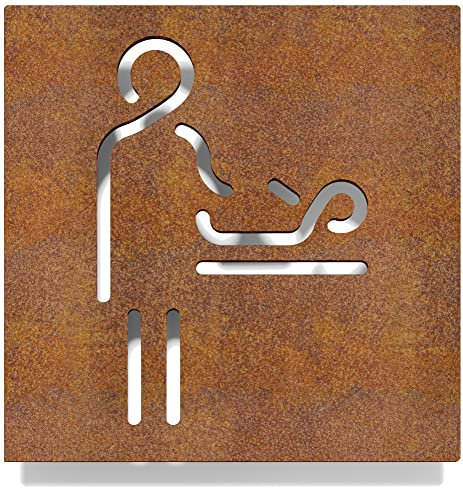 Vintage Hinweis-Schild Wickel-Raum - selbstklebend - Retro Design Piktogramm - Türschild K-02-R