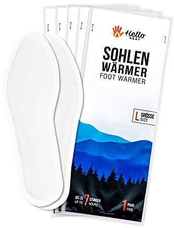 HELLO HEAT - WARMPACK - 10 Pairs of Sole Warmers in Size L (41-45) - Instant Warming Insole - Foot Warmer for Shoes, Ski Shoes and Boots