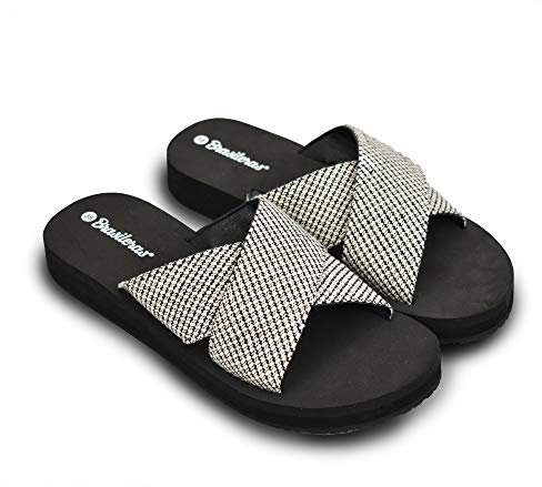 BRASILERAS Sandales Femme Antidérapantes Confortables Chaussures de Plage/Piscine/urbaines Noir 37 EU