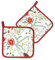 Lashuma Topflappen Blumenranke bunt 20x20 cm, 2X Untersetzer für Töpfe - Pfannen, Kochlappen