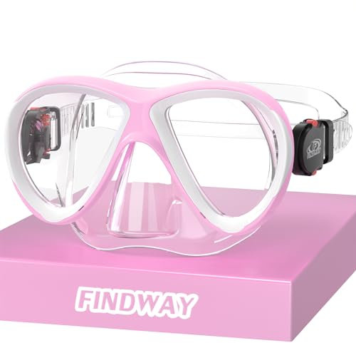 Findway Taucherbrille für Kinder, Schwimmbrille für Jungen Mädchen, 180° Panorama Schnorchelmaske Mit Verstellbarem Silikonband, Anti-Leck Tauchmaske für 3-14 Jahre