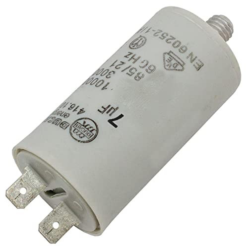 Lumonic Condensateur de démarrage 416.10.85 B [incl. fiche 6,3x0,8mm] | Condensateur moteur 7µF 425V 30x56mm I Condensateur dans boîtier plastique iso