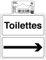 Exacompta - Réf. 67055E - 1 pictogramme adhésif Toilettes avec fléche - En vinyle PVC traité anti-dérapant et résistant aux UV - Dimensions : 10 x 10 cm Coloris : noir sur fond blanc