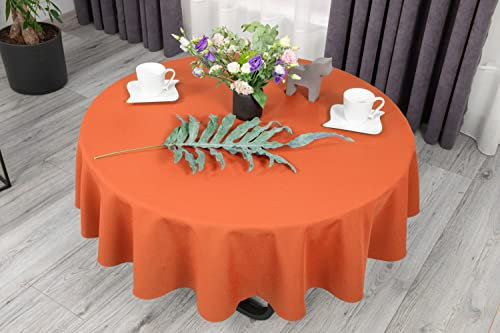 NIBLO Tischdecke Tischläufer Tischtuch Tischwäsche Tischdekoration Tafeltuch (Orange, Oval Tischdecke - 140 x 260 cm)