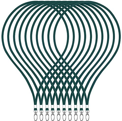 webbomb 10 Stück Schlüsselband Lanyard 360° Umhängeband 13 Farben edel glänzend mit Karabiner für Zugangskarten Ausweishalter Büro ID Karte Fahrkartenhülle Schlüsselbänder Handy Band (dunkelgrün)